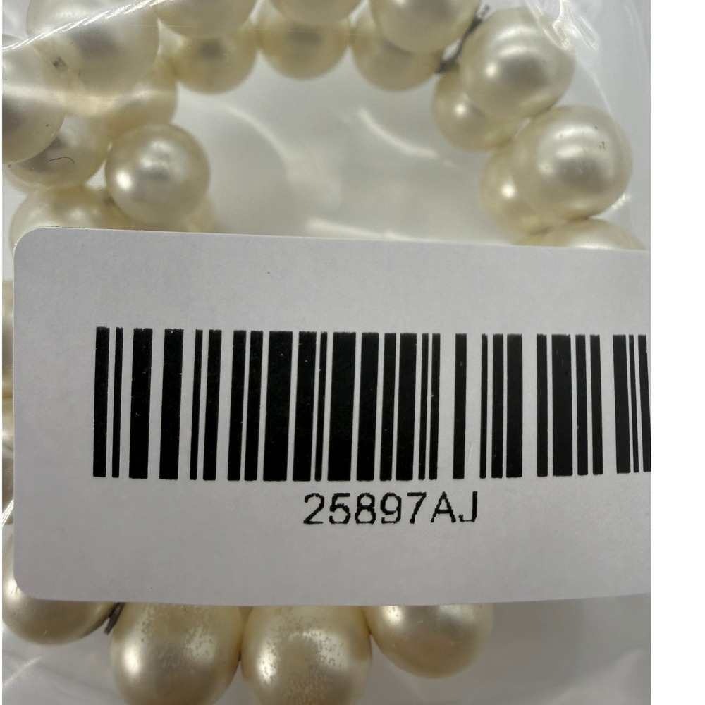 Vintage Double Row Faux Pearl Stretch Bracelet Cream Ivory Beaded 25897AJ - Picture 7 of 7